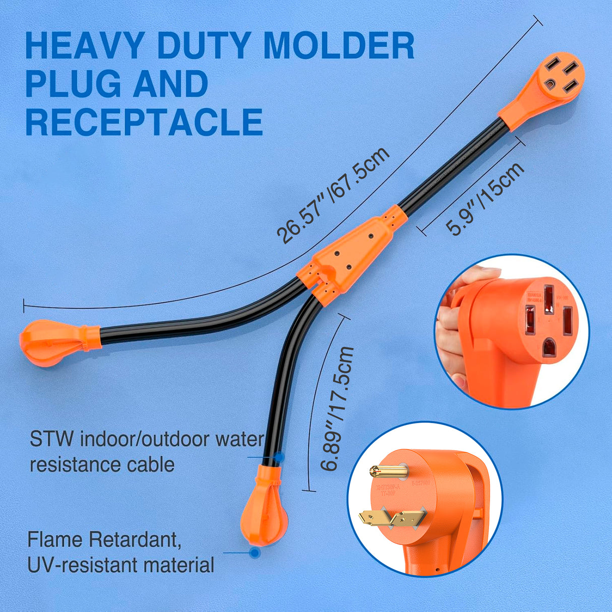 Nilight RV Y Splitter Adapter Cord 30 Amp to 50 Amp TT-30P Male Plug to 14-50R Female Receptacle Heavy Duty Electrical STW Wire Waterproof Cord for RV Camper Van Trailer