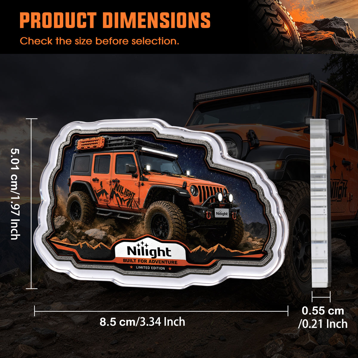 5.5mm Thick Off-Road Vehicle Fridge Magnet | Side Profile Design for Refrigerators & Toolboxes