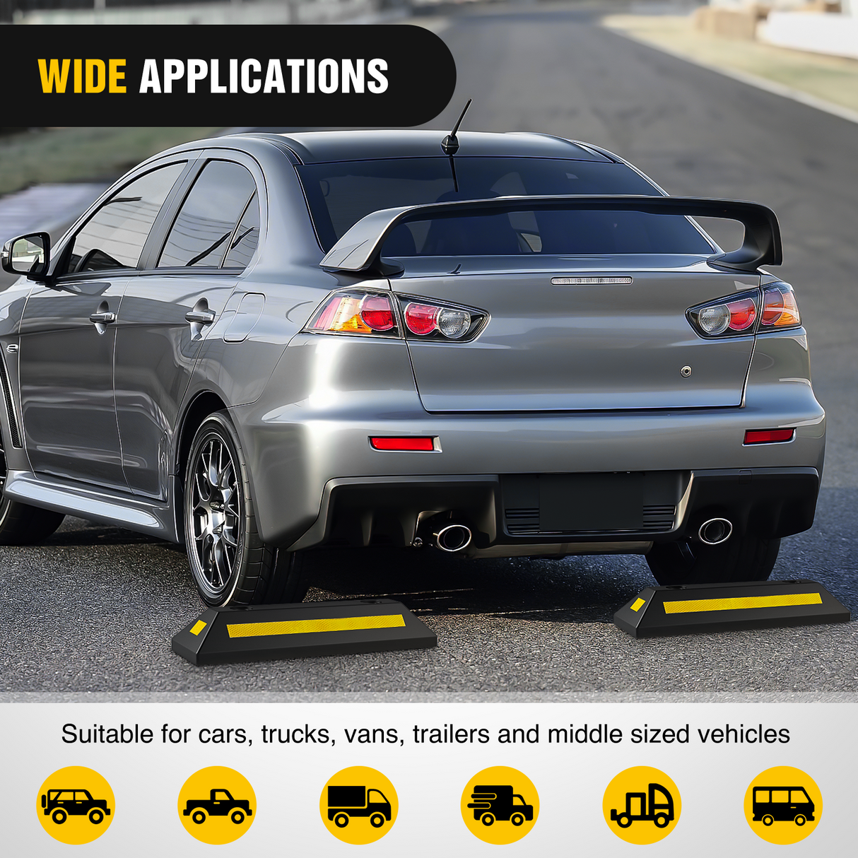 Nilight Parking Curb - Heavy Duty Rubber Garage Driveway Car Wheel Stopper Parking Aid Block Gadgets, 1-Pack