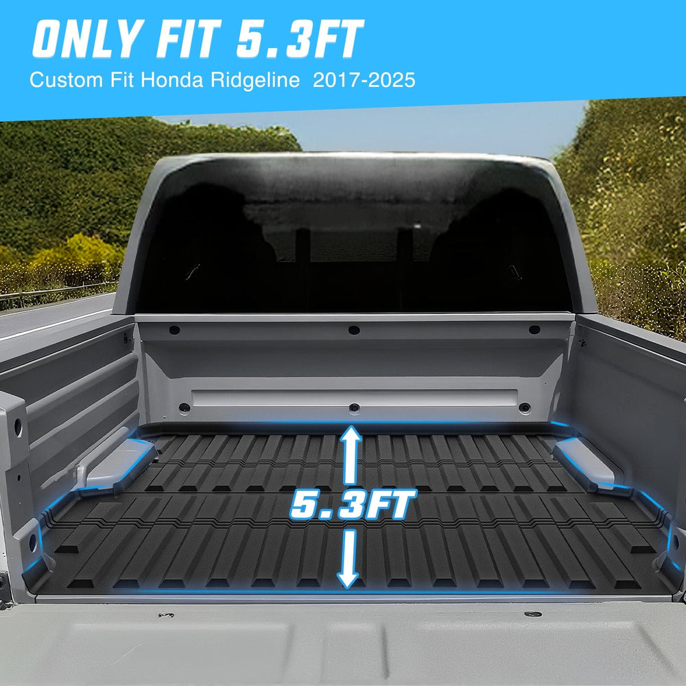 Truck Bed Mat Truck Bed Mat 5.3 FT for 2017-2025 Honda Ridgeline, TPE Heavy-Duty Pick-up Bed Liner for Honda Accessories, Anti-Slip Texture, All Weather Protection
