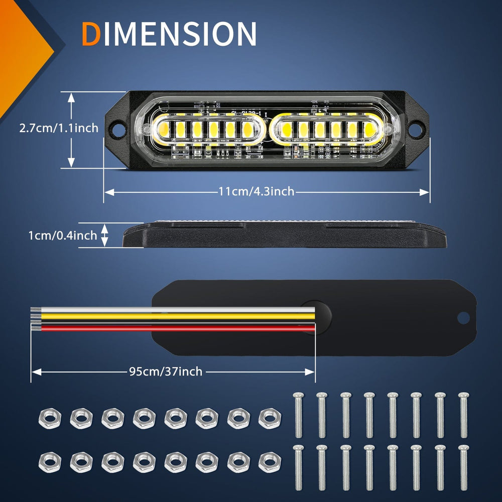Surface Mount Strobe Lights 8PCS 12LED White Emergency Strobe Lights