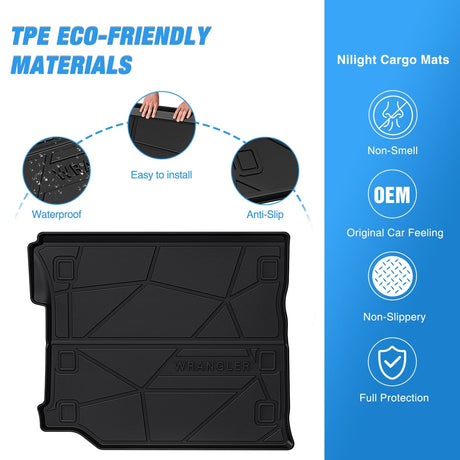 Cargo Mats 2018 2019 2020 2021 2022 2023 2024 2025 Jeep Wrangler JL Unlimited 4 Door (Not for JK or 4XE) Cargo Mats Subwoofer