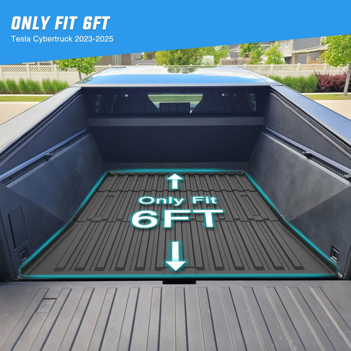 trunk Truck Bed Mat for Tesla Sybertruck 2023 2024 2025 6FT, 3D Anti-Slip, Thick and Durable, All Weather Custom Fit TPE Trunk Bed Liner