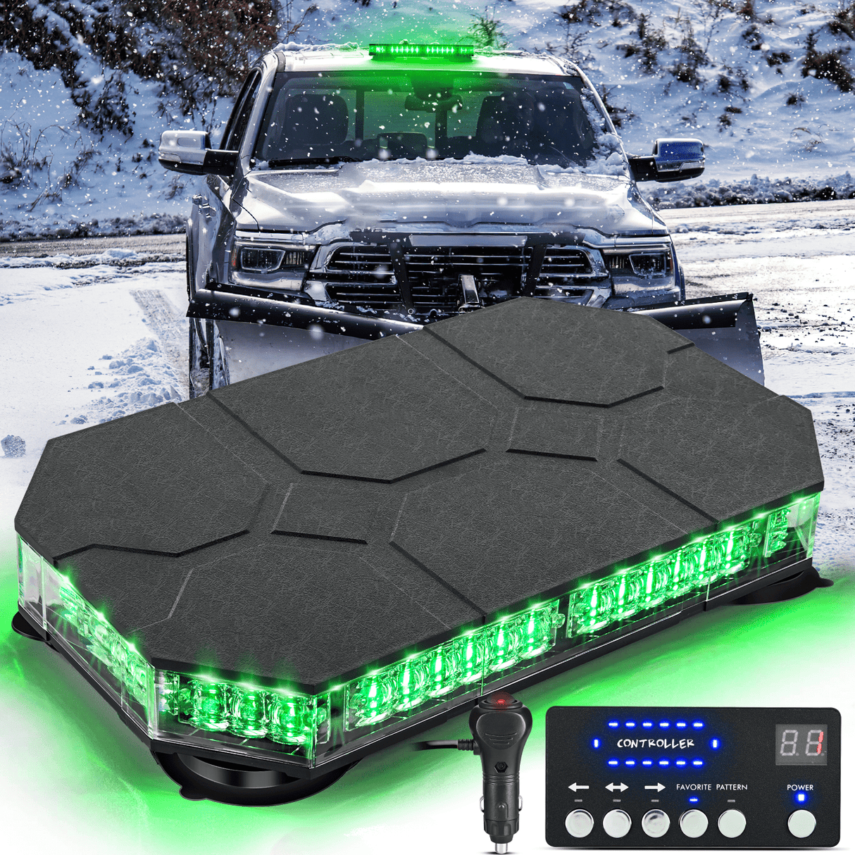 Roof Top strobe light 42 Leds Roof Top Green Emergency Strobe Light Control Panel Magnetic Mount