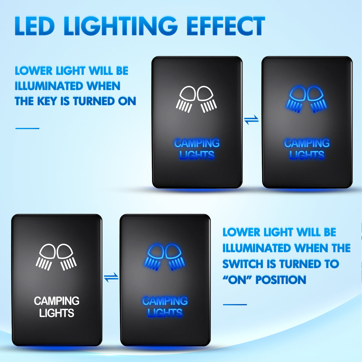 Nilight Camping Lights Push Button Switch 12V ON Off Switches with Connector Wire Kit 1.28Inch x 0.87Inch Replacement for Toyota Sequoia Highlander Tacoma Tundra 4Runner RAVR Yaris