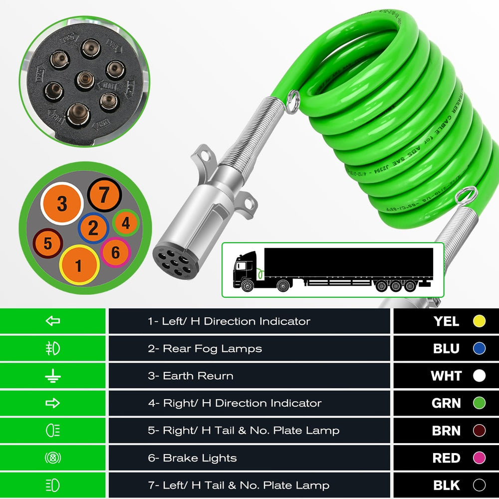 Accessories 15ft 7 Way to 6 Way Trailer Plug Adapter