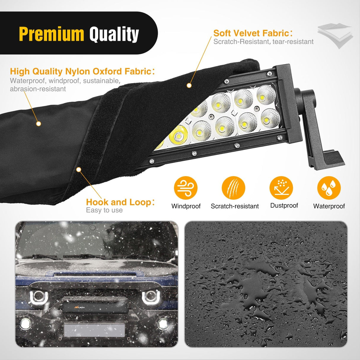 light cover LED Light Bar Cover 22 Inches Black Nylon Protective Sleeve Universal Fit Straight and Curved Bar Waterproof Dustproof Scratch-Proof Light Cover for Driving Off Road Lights