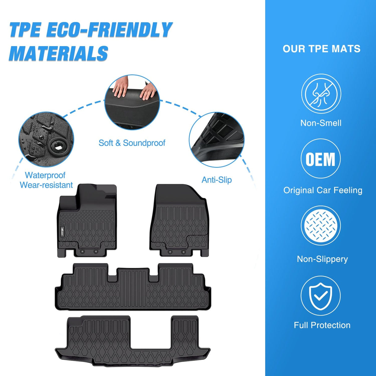 Floor Mat 2022 2023 2024 2025 Nissan Pathfinder 8 Seats 2022 2023 2024 2025 Infiniti QX60 7 Seats TPE Floor Mats