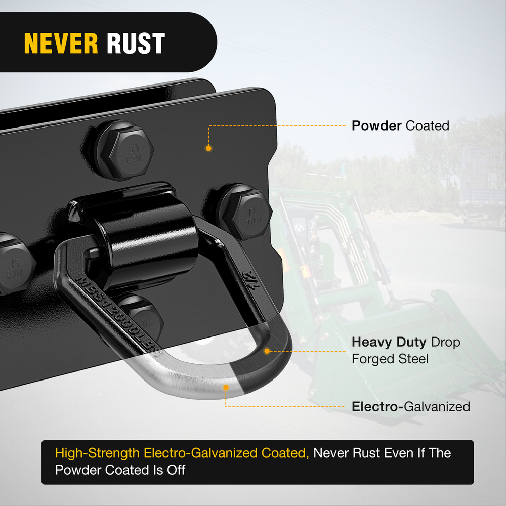 Nilight 2Pcs 1/2inch D Rings for Trailers Heavy Duty Trailer Tie Down Rings, Incl. Mounting Hardware, Forged Steel Bolt-On Grab with Back Plates Compatible with Tractor RV UTV Truck, Max 12000Lbs, Black