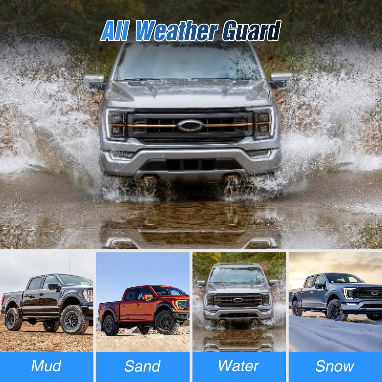 Fender Front & Rear Set Mud Flaps for Ford F150 2021 2022 2023 2024 2025