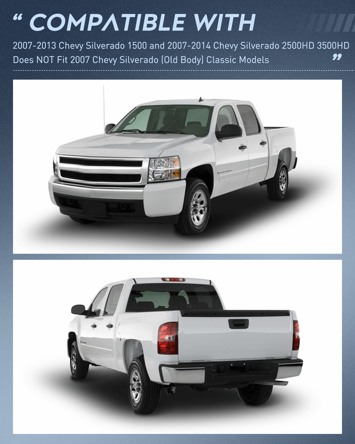 Headlight Assembly Headlight and Taillight Assembly Compatible with 2007 2008 2009 2010 2011 2012 2013 Silverado 1500 2007-2014 Silverado 2500HD 3500HD Chrome Housing Amber Reflector with Red Housing Tail Light