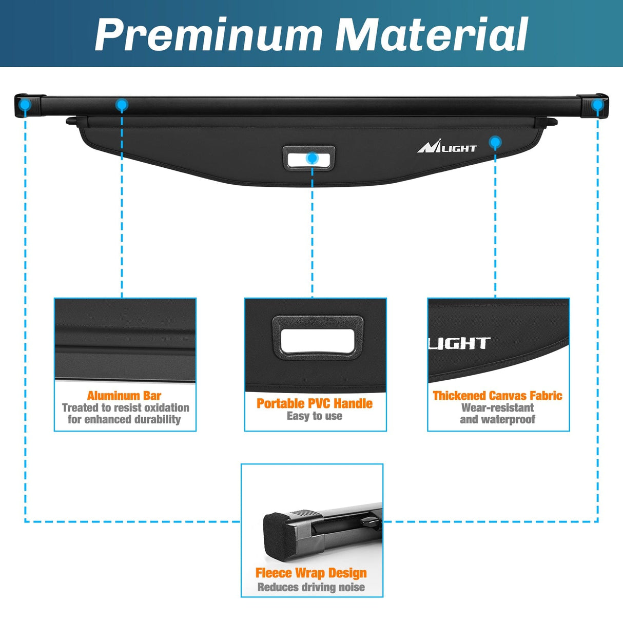 Trunk Cargo Cover 2018 2019 2020 2021 2022 2023 2024 Chevy Equinox GMC Terrain Retractable Trunk Cargo Cover With Trunk Storage Net