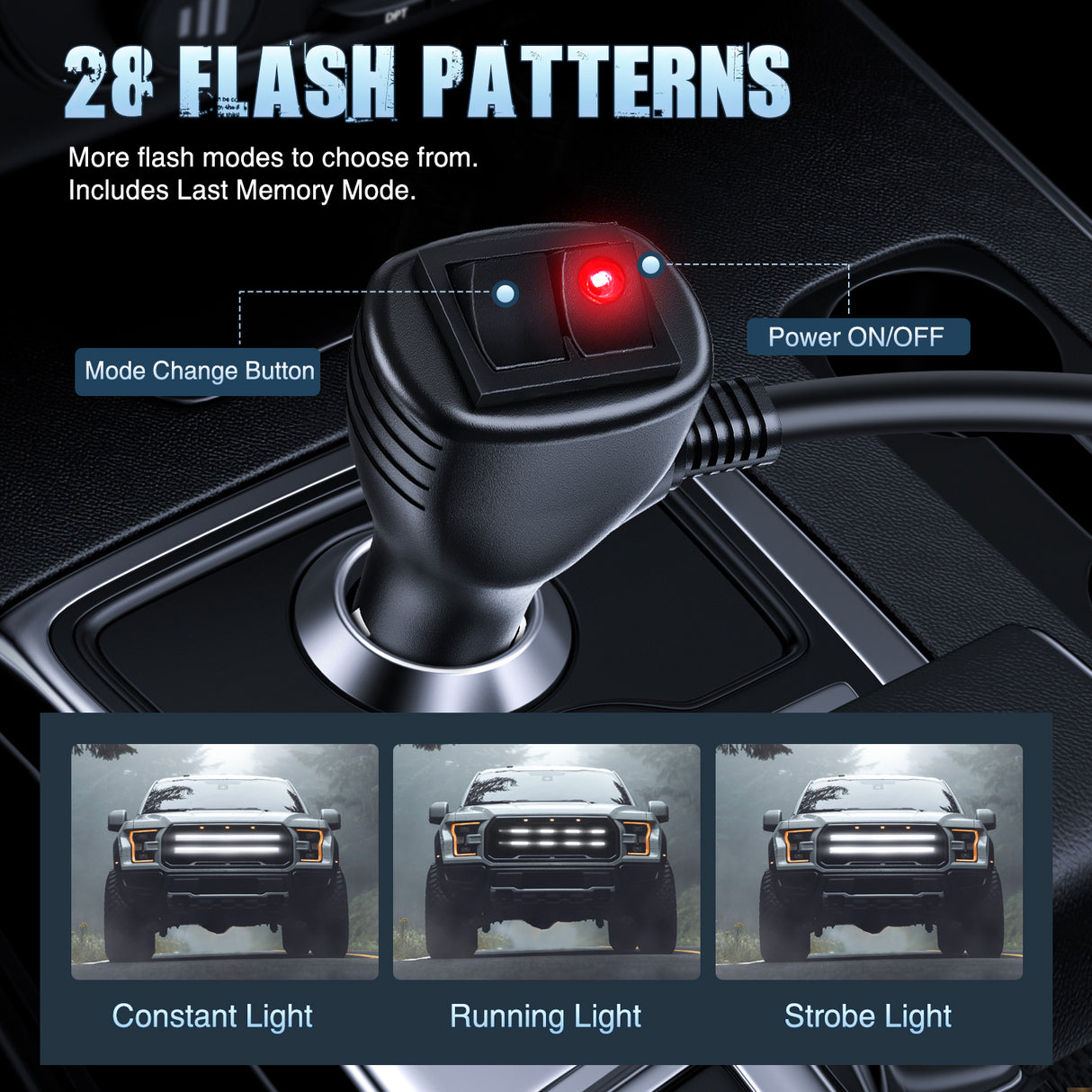 Nilight 2PCS 24 inch Truck Grill Strobe Lights Strip 384 LED Emergency Light White Flexible Side Flashing Warning Caution Safety Waterproof Lighting Kit for Trucks Tow Plow Construction Vehicles