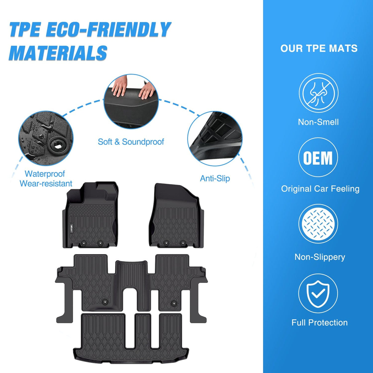 Floor Mat 2013 2014 2015 2016 2017 2018 2019 2020 Nissan Pathfinder TPE Floor Mats