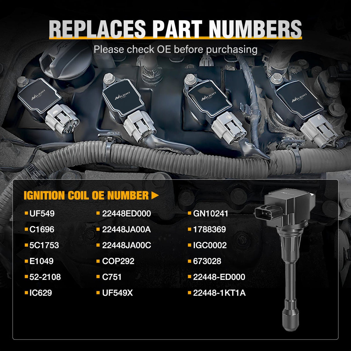 ignition coil pack 4Pcs Ignition Coil Pack Automotive Replacement Ignition Coils Fit for Nissan 2004 2005 2006 2007 2008 2009 2010 2011 2012 2013 2014 2015 2016 2017 2018 07 09 Sentra Altima Rogue Select Urvan Pathfinder NV200 NV350 Cube Versa 2014 2015 Infiniti