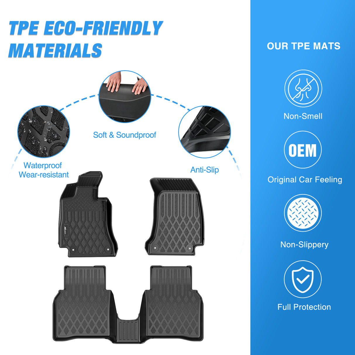 Floor Mat TPE Floor Mats for Mercedes Benz E-Class E300 E320 E350 E400 E550 E63 2017 2018 2019 2020 2021 2022 2023 All Weather Custom Fit Heavy Duty Floor Liners