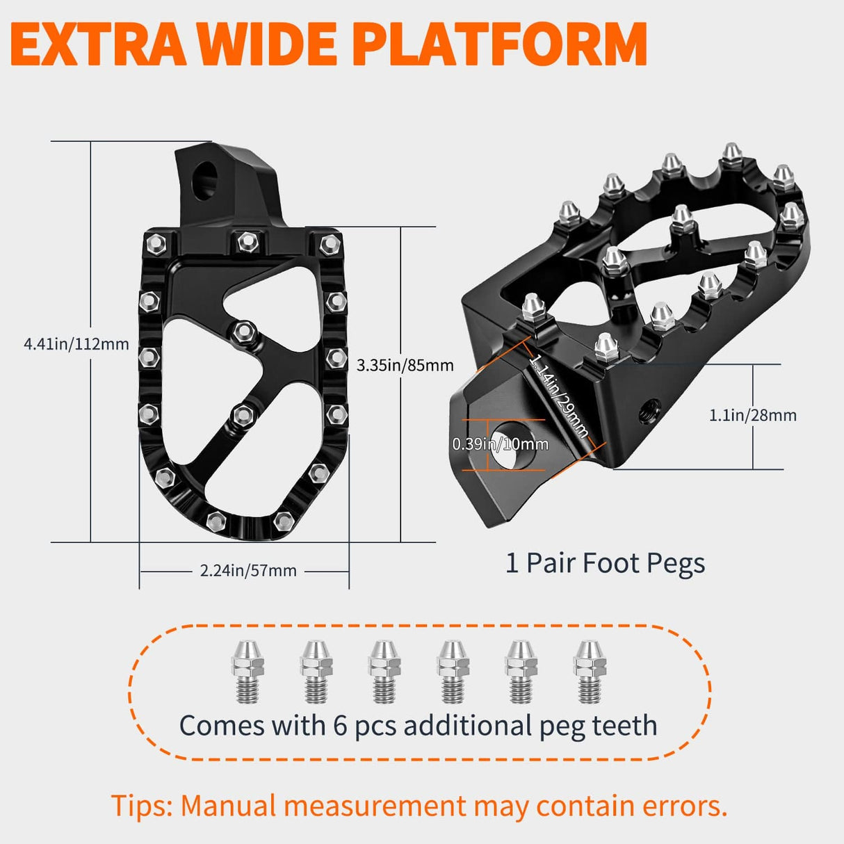 Motorcycle Foot Pegs Motorcycle Foot Pegs Dirt Bike Footpegs Fit for Kawasaki KDX200 1995-2005 KDX200R 1997-2001 KDX220R 2002-2005 KDX250 1991-1994 KX125 KX250 KX500 Heavy Duty CNC Foot Rests Pegs Pedal, Black