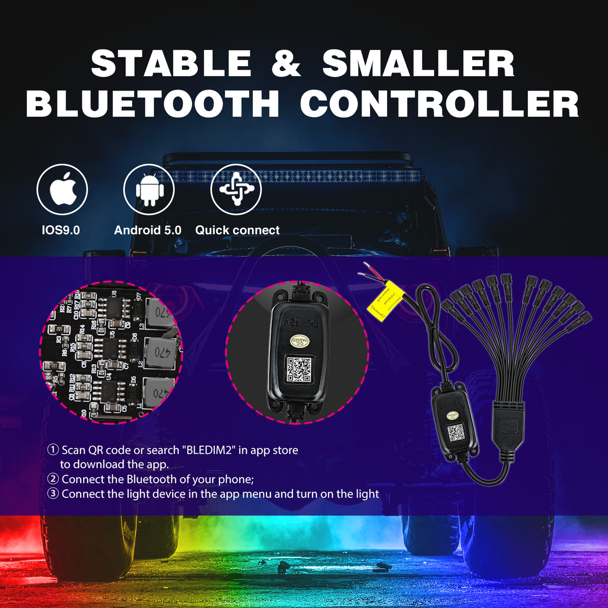 Nilight RGB LED Rock Lights Kit 12 Pods Underglow Multicolor Neon Pod with Remote & Bluetooth App Control DIY Flashing Music Mode Wheel Well Light for Truck ATV UTV RZR SUV