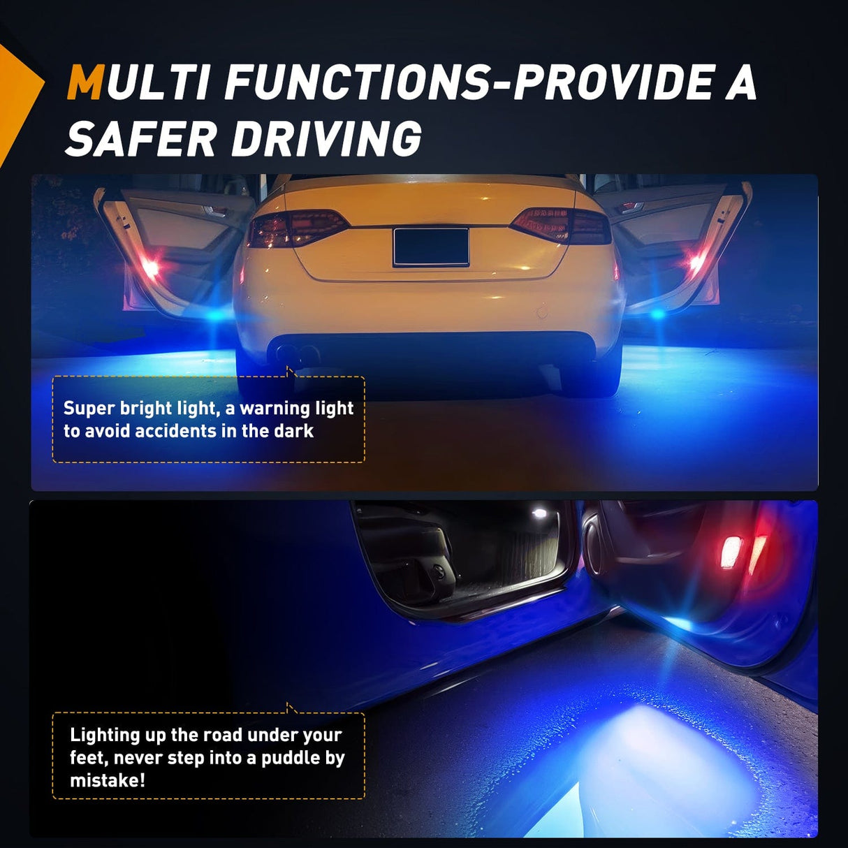 Door Panel Light 2PCS LED Interior Door Panel Light Courtesy Warning Lights Blue Beam Plug and Play Compatible with Audi A3 A4 A5 A6 A7 S3 S4 S5 S6 S7 Q5 Q7 TT OEM Replacement CANbus Error Free