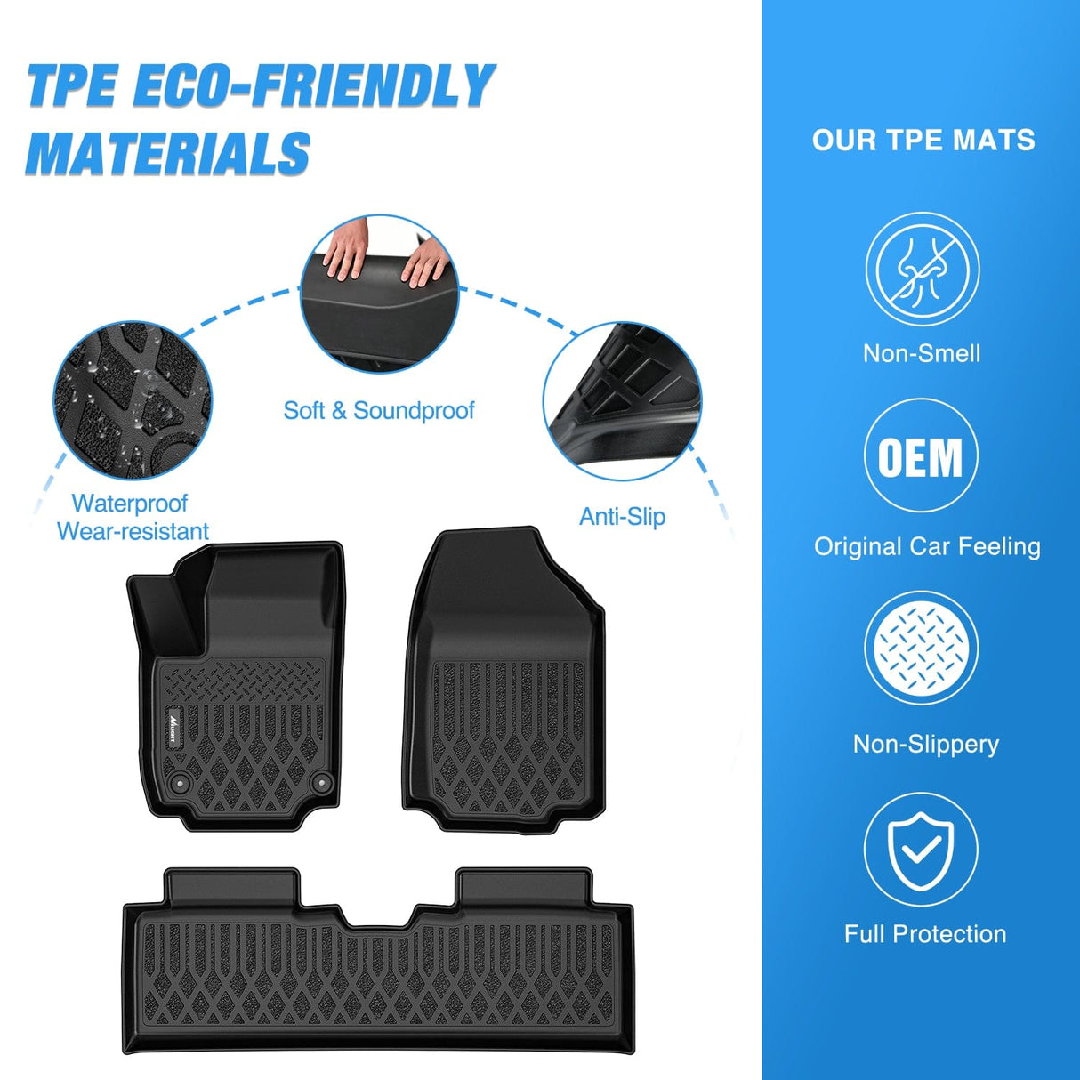 Floor Mat TPE Floor Mats for Chevy Equinox GMC Terrain (Fuel Model Only) 2025 2026 All Weather Custom Fit Heavy Duty Floor Liners