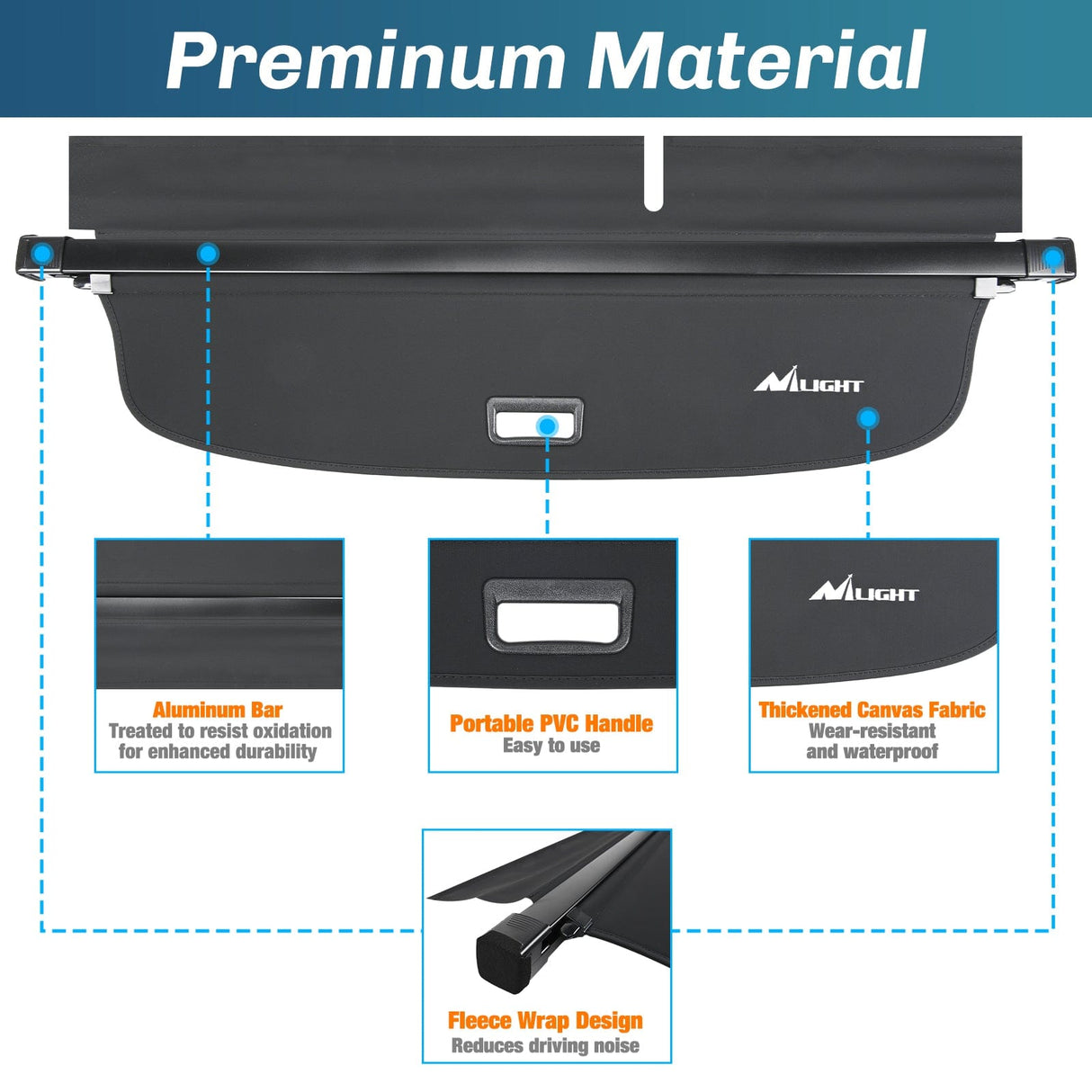 Trunk Cargo Cover Trunk Cargo Cover for VW Volkswagen Tiguan 2018 2019 2020 2021 2022 2023 2024, Retractable Privacy Security Shield Shade Rear Trunk Cover, with Trunk Storage Net