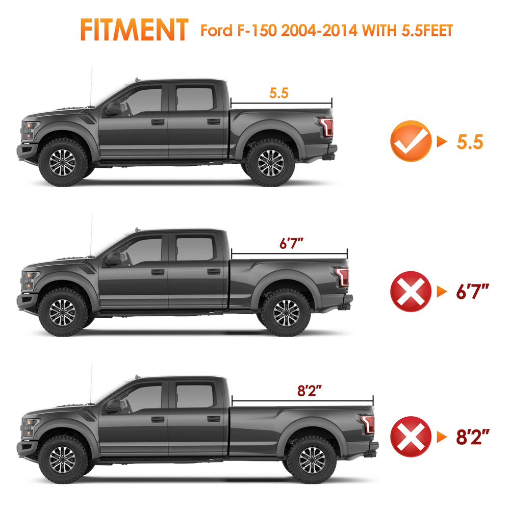 Trunk Bed Cover 5.5ft Soft Roll Up Truck Bed Cover for Ford F150 2009 2010 2011 2012 2013 2014