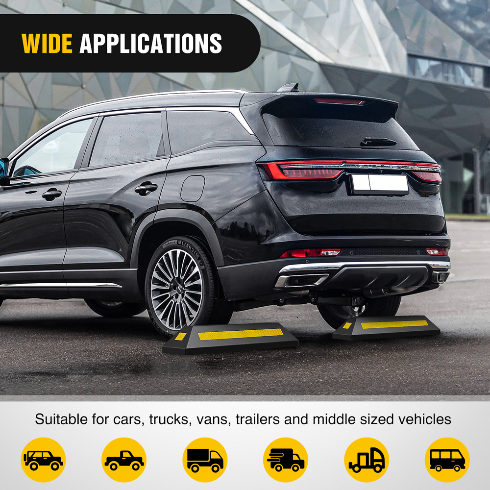 Nilight Parking Curb - Heavy Duty Rubber Garage Driveway Car Wheel Stopper Parking Aid Block Gadgets, 2-Pack