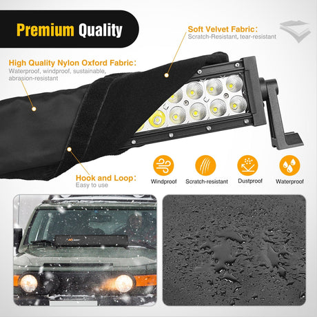 light cover LED Light Bar Cover 32 Inches Black Nylon Protective Sleeve Universal Fit Straight and Curved Bar Waterproof Dustproof Scratch-Proof Light Cover for Driving Off Road Lights