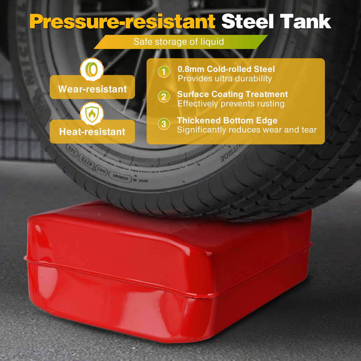 Gas Can Metal Gas Can 5 Gallon with Spout System and Handle, 20 Litre Metal Container for Gasoline Trucks Cars ATV Motorcycle Equipment, No Spill Steel Safety Gas Fuel Cans Red, 1 Pack