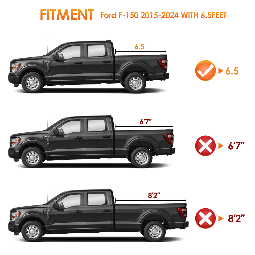 Trunk Bed Cover 6.5ft Truck Bed Cover for Ford F150 2015 2016 2017 2018 2019 2020 2021 2022 2023 2024