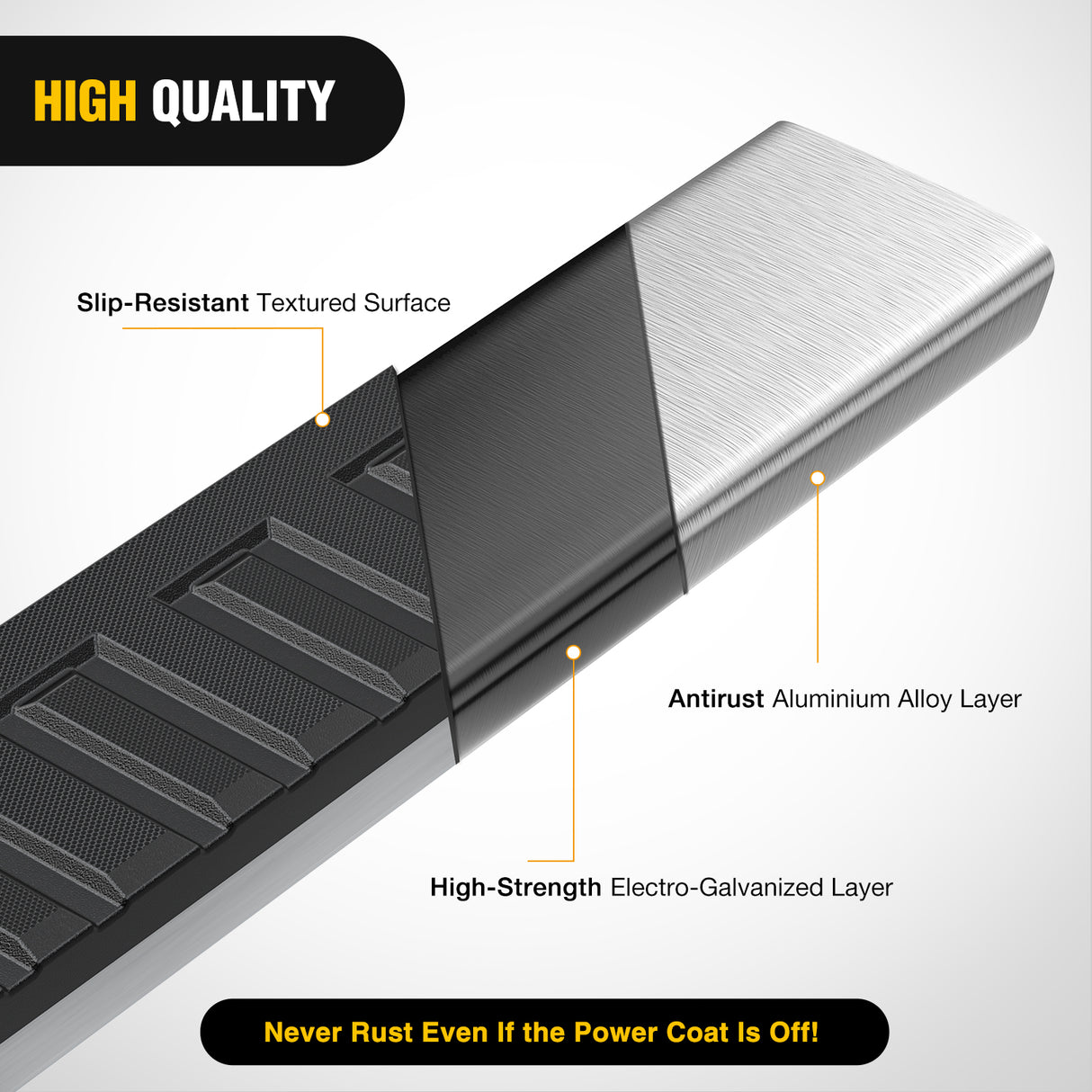 Nilight Running Boards 6 inch Side Step Nerf Bars Easy Bolt-On Installation