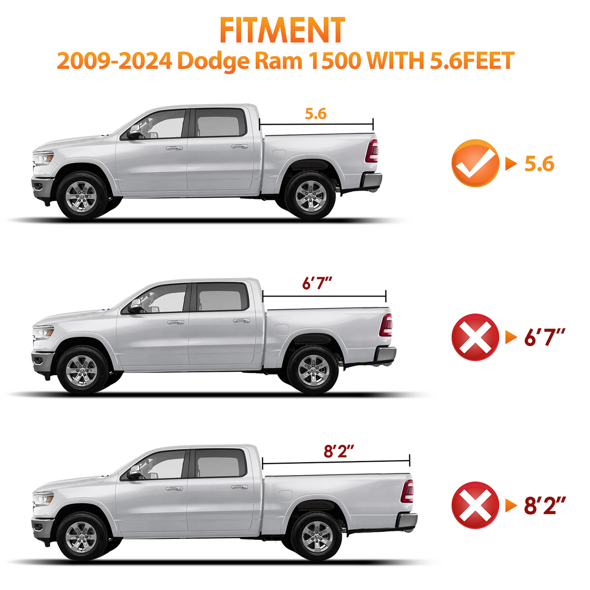 Nilight Soft Tri-fold Truck Bed Tonneau Cover Compatible with 2009-2025 Dodge Ram 1500(Include Classic and New Body)-5.6ft