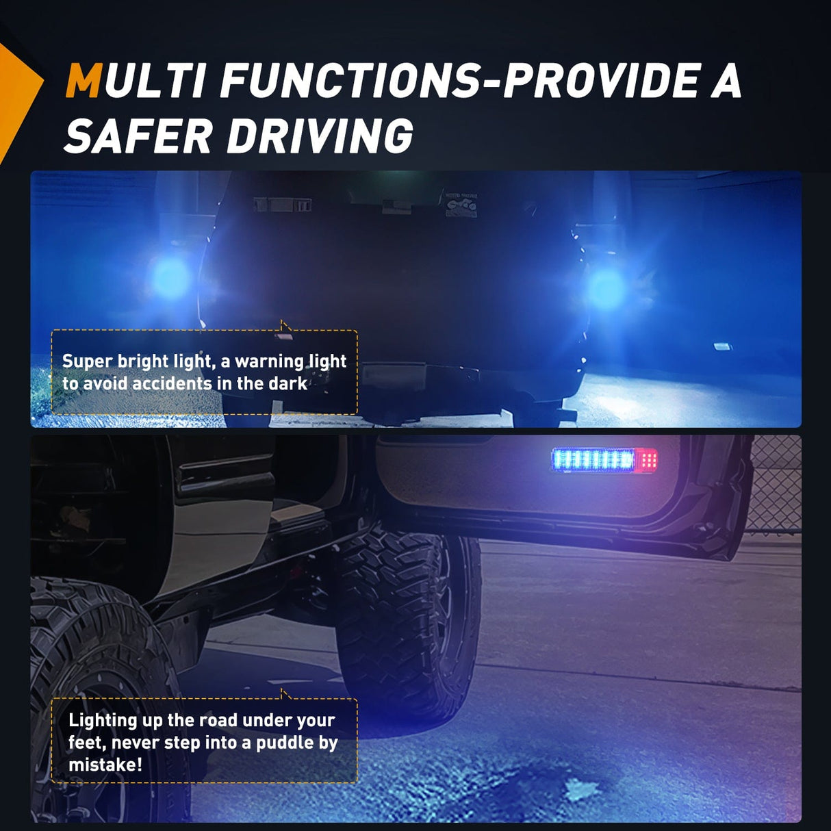 Door Panel Light 2PCS LED Interior Door Panel Light Courtesy Warning Lights Blue Red Plug and Play Compatible with Chevy GMC C/K Silverado Sierra 1500 2500 3500 HD Suburban Cadillac Escalade Hummer H2