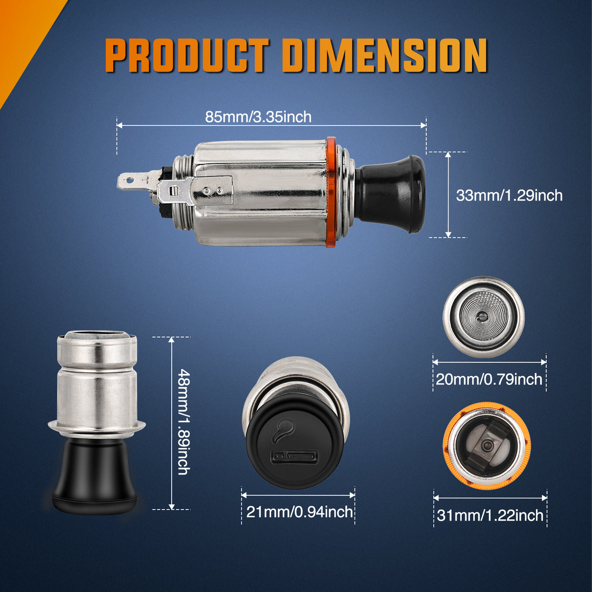 Nilight 12V Cigarette Lighter Car Replacement Socket with Terminals Wires Built-in Fuse auto cigarette lighter adapter push button car accessory replacement plug for Car Truck RV ATV UTV Marine Boat