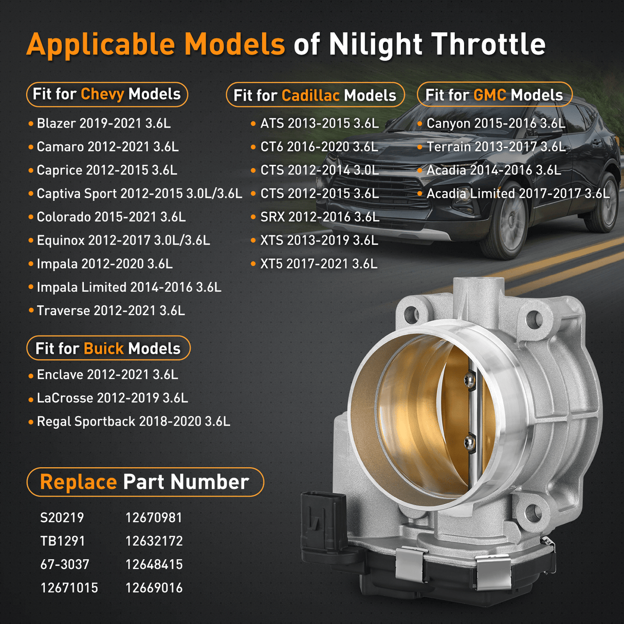 Electronic Throttle Body Electronic Throttle Body fits for Buick Cadillac Chevrolet GMC - for Buick Enclave Regal Cadillac ATS CTS SRX XTS Chevy Camaro Caprice Impala Colorado Equinox Traverse GMC Canyon Acadia