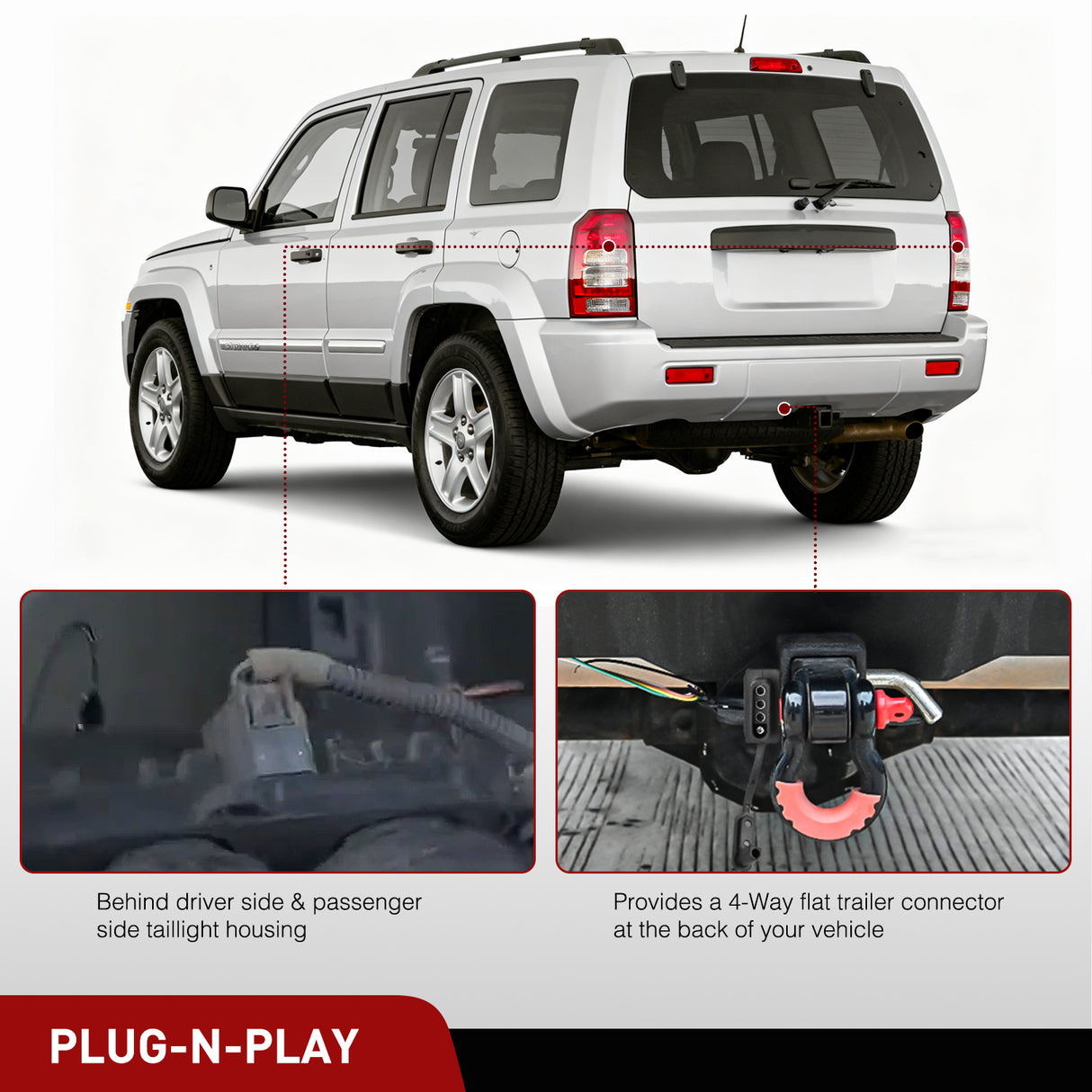 4 Pin Trailer Wiring Harness Kit 56334 Custom for 2007 2008 2009 2010 2011 2012 Dodge Nitro Jeep Liberty