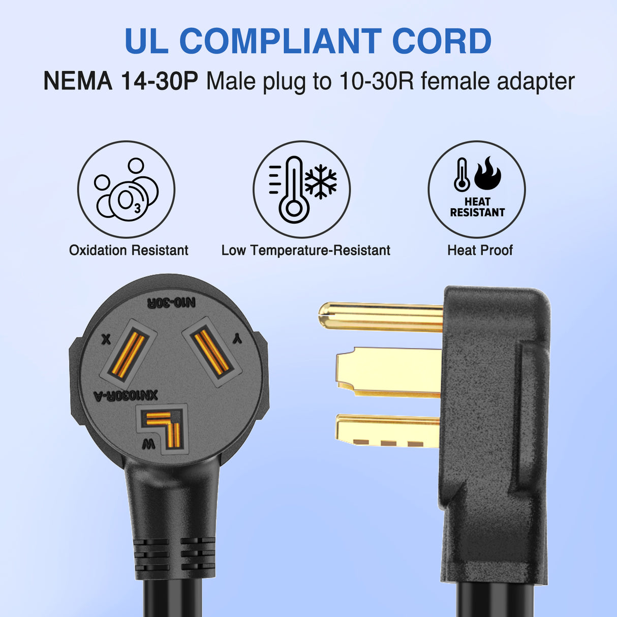 EV Dryer Adapter Cord 30 Amp to 30Amp 4 Prong 125V/250V 7500 Watt Pure Copper Dryers New Outlet Old Plug Conversion Heavy Duty 10 Gauge Wires 14-30P 10-30R 30M/30F