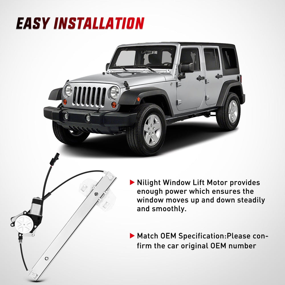 Window Regulator 748-912 Window Regulator and Motor Front Driver Side Compatible with Jeep Wrangler 2007-2017 Sport Utility,Wrangler JK 2018 Sport Utility 2010 2011 2012 2013 2014 2015 2016 2017