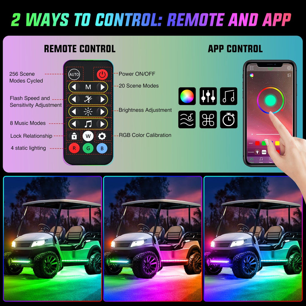 Led light Strip 4Pcs Golf Cart Underglow Light Kit for EZGO Yamaha Club Car