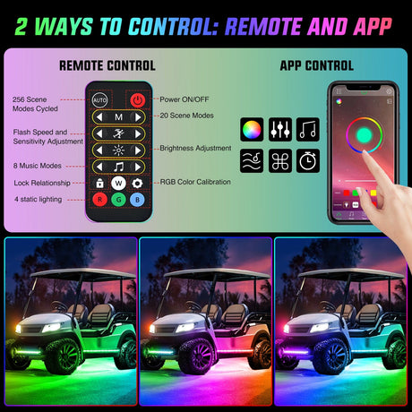 Led light Strip 4Pcs Golf Cart Underglow Light Kit for EZGO Yamaha Club Car