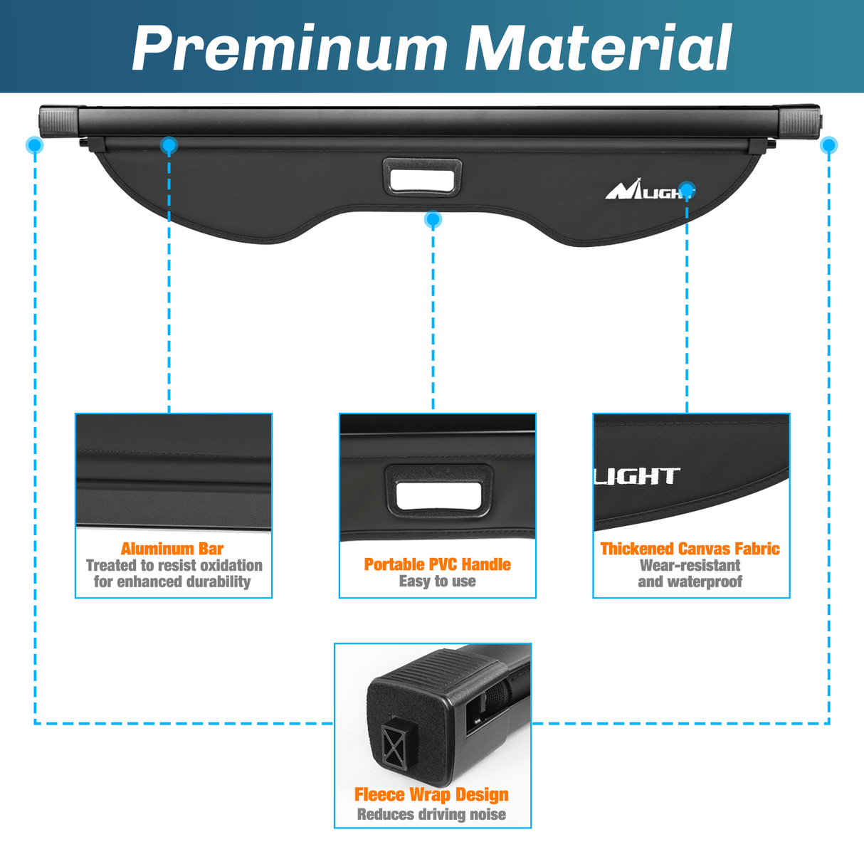 Trunk Cargo Cover 2013 2014 2015 2016 2017 2018 2019 Ford Escape Retractable Trunk Cargo Cover With Trunk Storage Net