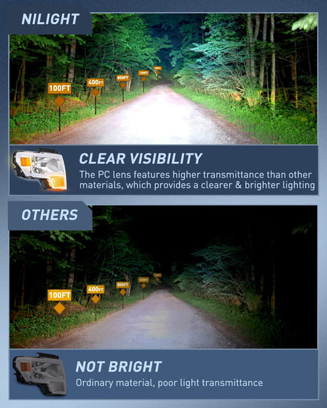 Headlight Assembly 2009 2010 2011 2012 2013 2014 Ford F150 Headlight Assembly Chrome Case Clear Reflector Clear Lens