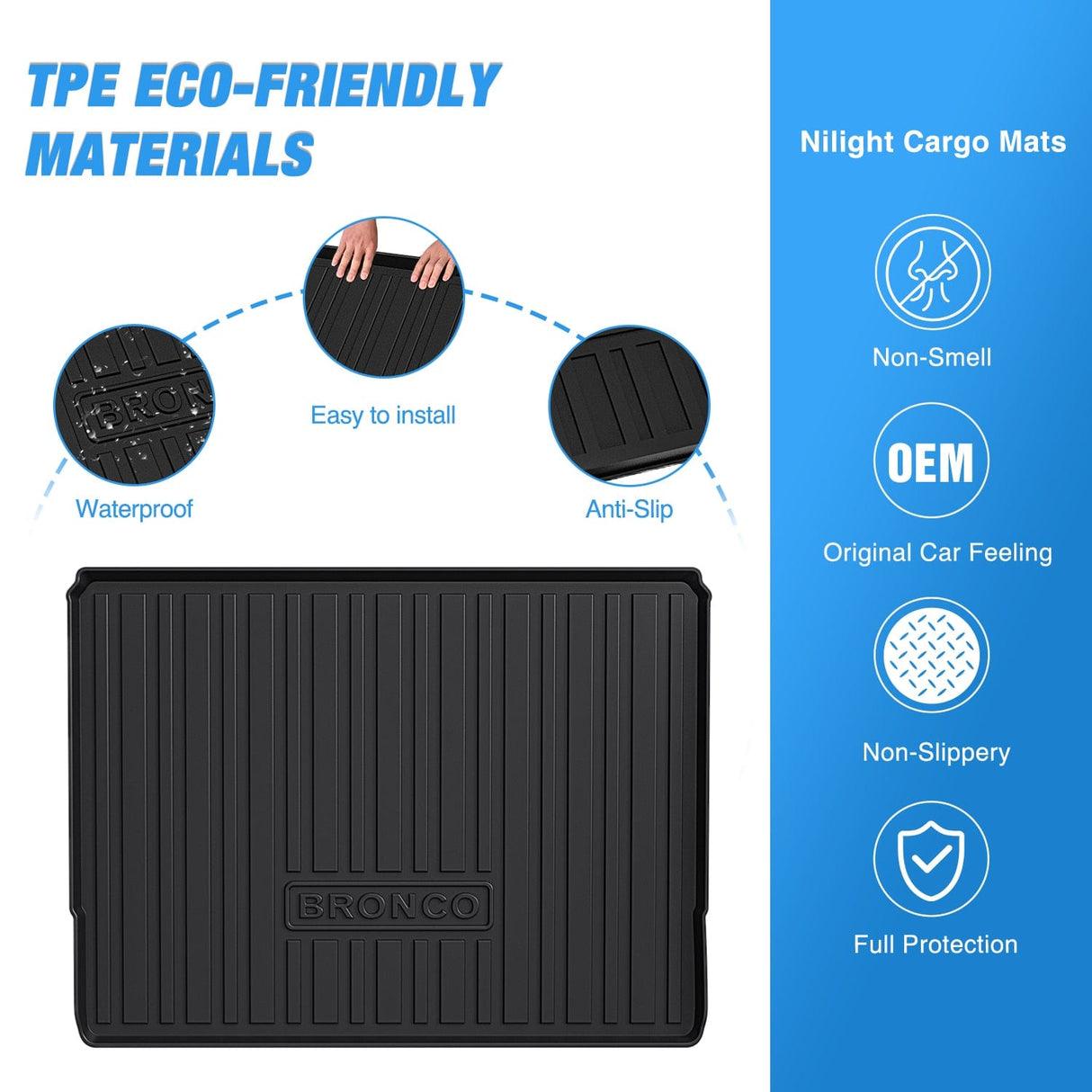 Cargo Mats 2021 2022 2023 2024 2025 Ford Bronco 4 Door Cargo Mats