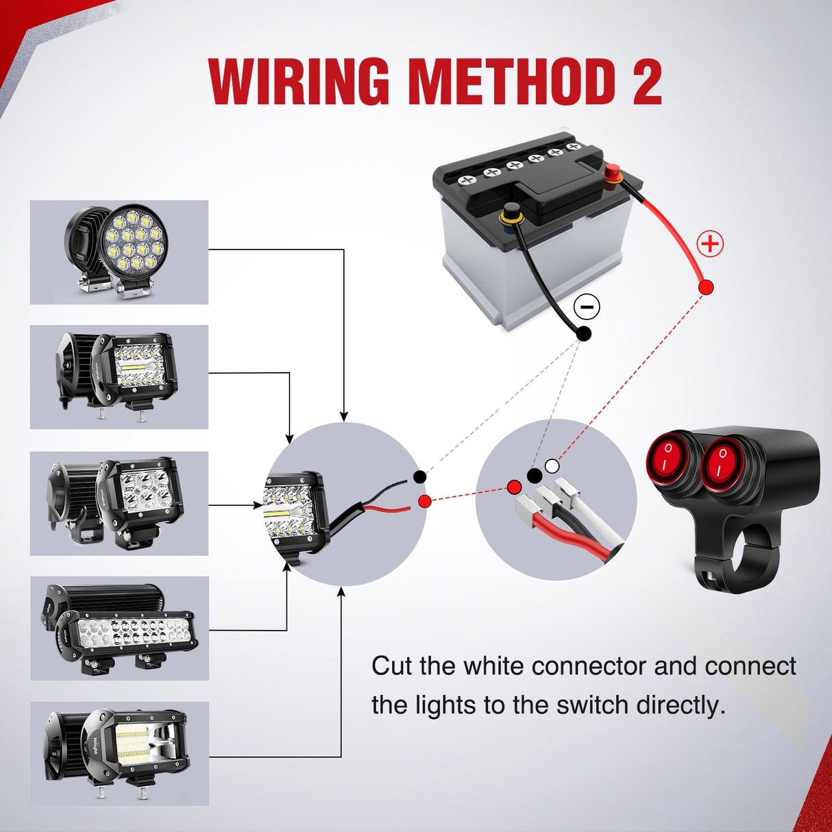 Vehicle Parts & Accessories Motorcycle Handlebar Switch Plug and Play 12V ATV Light Switches Dual Push Button Waterproof ON Off for UTV Driving Lights Fits 22mm Handlebars