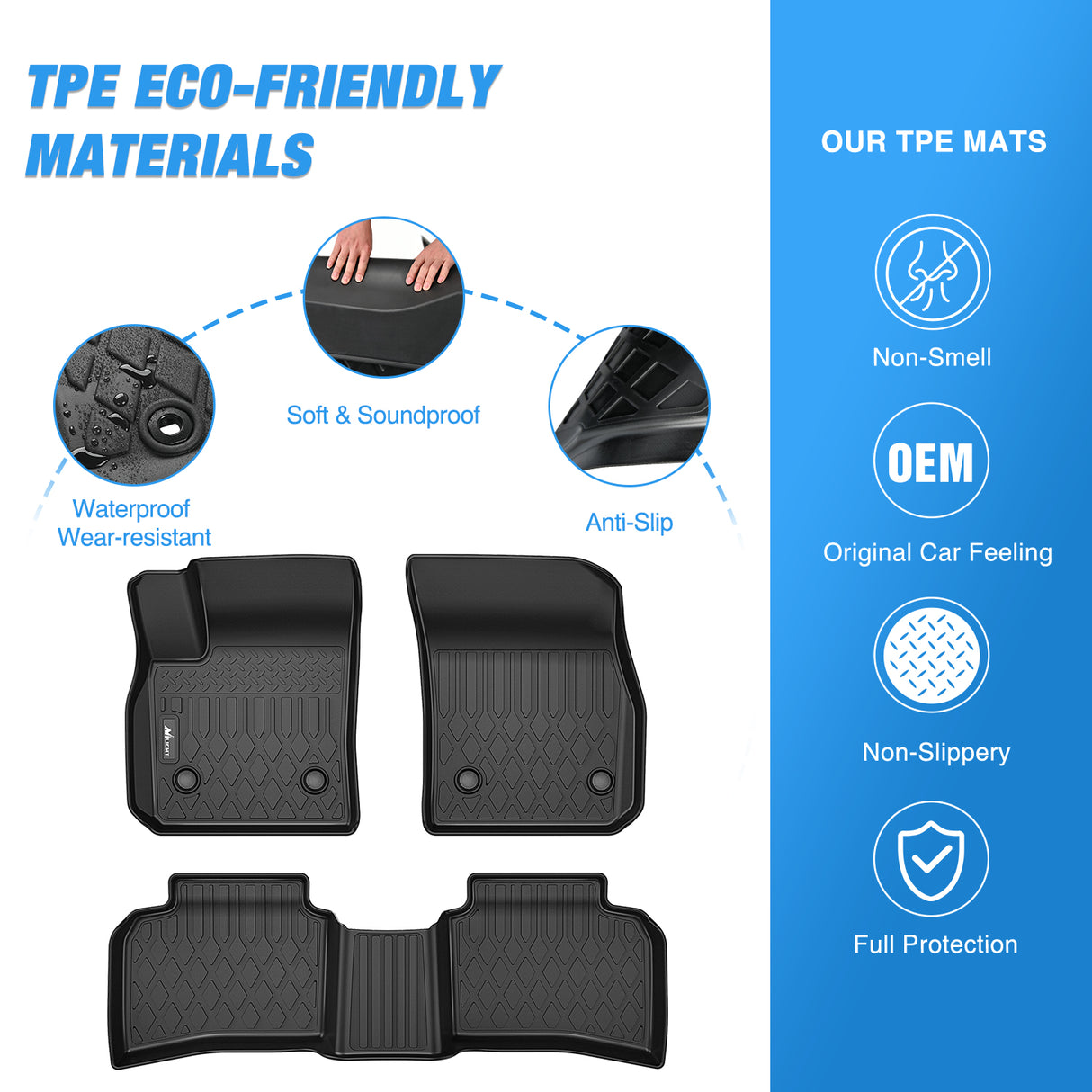 Floor Mats for Cadillac XT4 2019 2020 2021 2022 2023 2024 2025 All Weather Custom Fit Heavy Duty Floor Liners