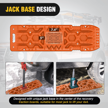 Traction Boards Off-Road Recovery Traction Boards For 4WD 4X4 with Jack Lift & Carry Bag (Orange)