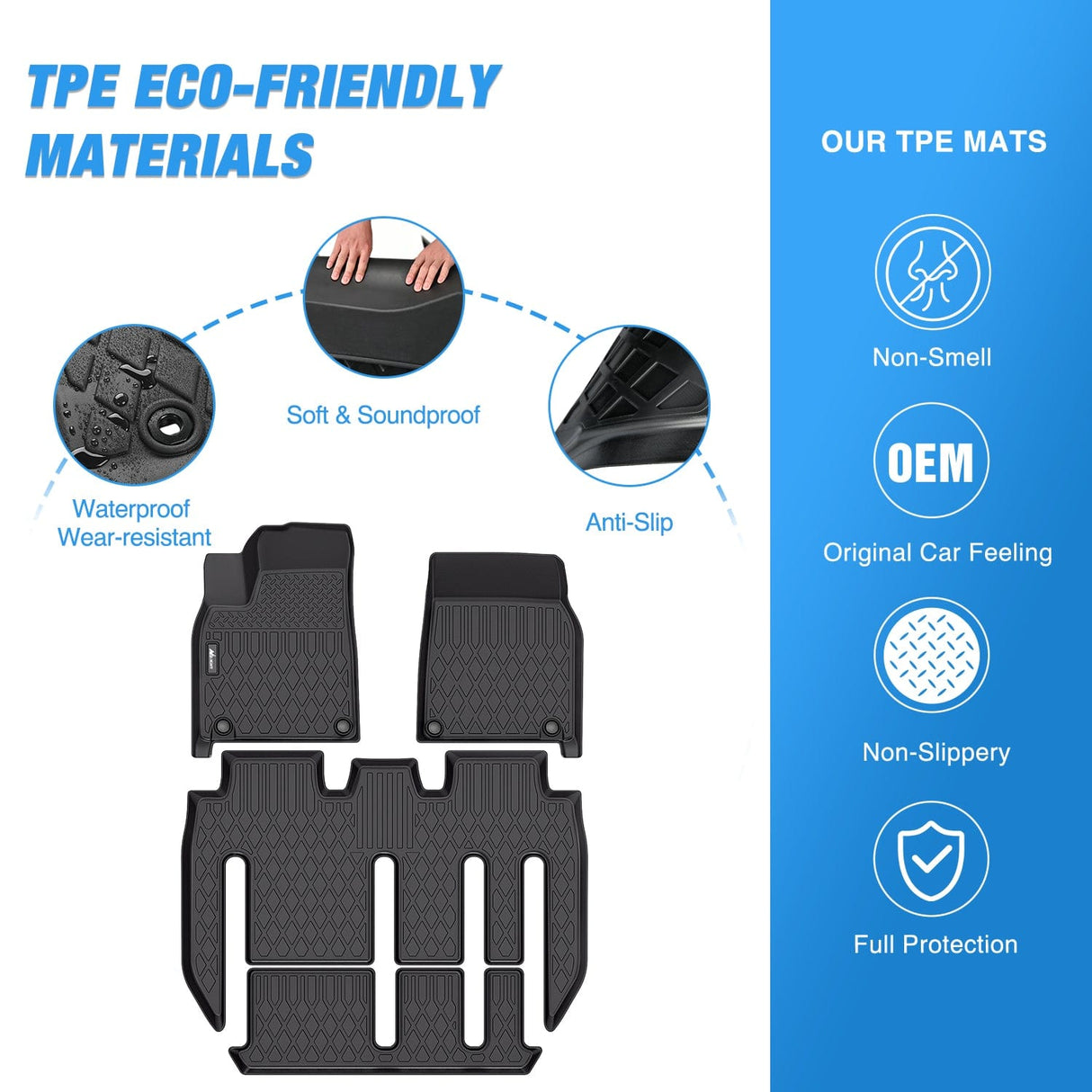 Floor Mat 2022 2023 2024 2025 Tesla Model X 7 Seats TPE Floor Mats