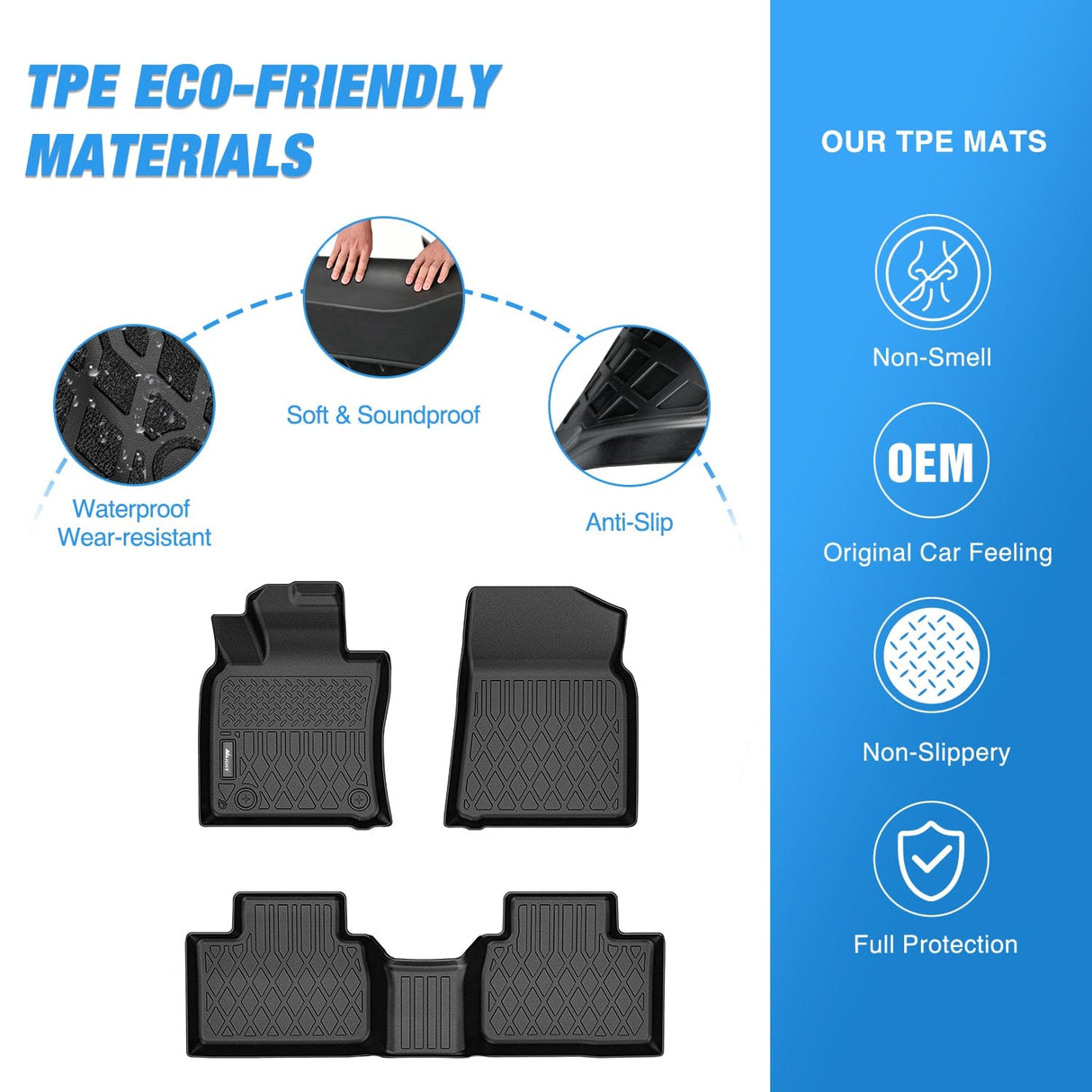 Floor Mat Floor Mats for Toyota Camry 2025 (Hybrid Only) All Weather Custom Fit Heavy Duty Floor Liners