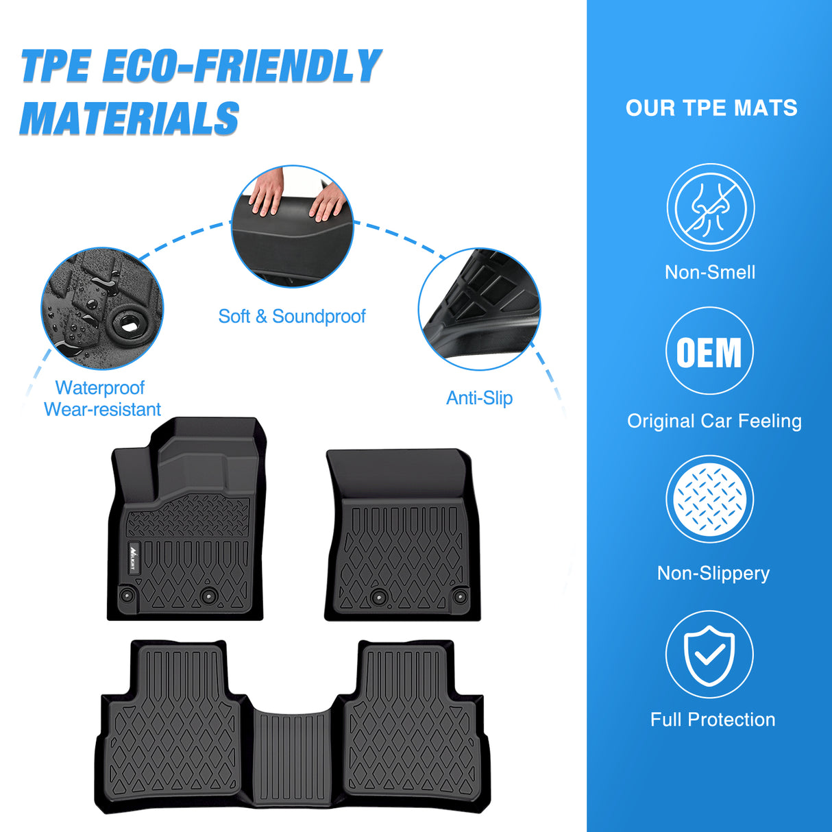 Nilight TPE Floor Mats for Nissan Rogue (Not for Rogue Sport) 2021 2022 2023 2024 2025 All Weather Custom Fit Heavy Duty Floor Liners