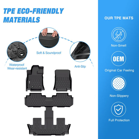 Floor Mat TPE Floor Mats for Subaru Ascent 7 Seater 2nd Row Bucket Seat 2019 2020 2021 2022 2023 2024 2025